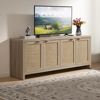 Buffet de style antique moderne DreamCraft en rotin, armoire de rangement en bois naturel pour cuisine, console, table de bar à domicile