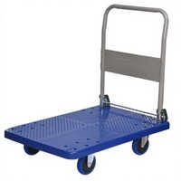 Chariot à plateforme à quatre roues en plastique industriel pour le transport de stocks en entrepôt et la logistique d'usine