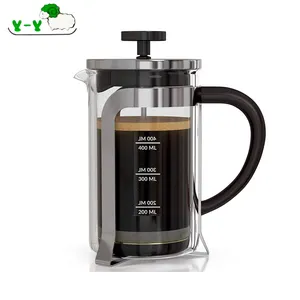 Cafetière en acier inoxydable de haute qualité 800ml 1000ml en verre boroailicate presse française