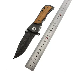 Hot Sale Custom Engraved Olive Wood Handle Outdoor Camping Hunting Custom Folding Pocket Knife