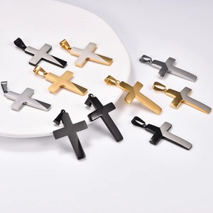 Collier pendentif croix en acier inoxydable, combinaison de couleurs, pour femmes et hommes, symbole de foi et de prière, breloques chrétiennes, chaîne en métal, bijou amulette - Product Image 3