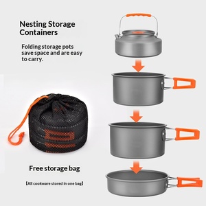 Juego Completo de Utensilios de Cocina Plegables Portátiles de Aleación de Aluminio para Exteriores con Ollas de 1.1L y 1.6L y Hervidor para Acampar - Product Image 5