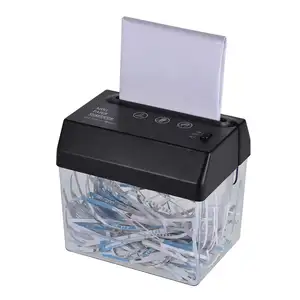 papier schredder maschine büro Suppliers-Mini tragbare USB-Akten vernichter Cutter Strip Cut A6 gefaltete A4 Schneide maschine mit Brieföffner Papierkorb für Büro
