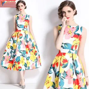 9069-78-186-stock woman clothes manufacturer wholesale fashion apparel elegant vintage lady floral Evening casual Dresses