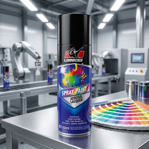 Pintura en <span class=keywords><strong>Aerosol</strong></span> LAMBOSS de 450 ml, Eficiente, de Alto Rendimiento, Multicolor, de Fábrica en Guangzhou - Product Image 1