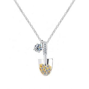 <b>Real</b> Gold Plated S925 Sterling <b>Silver</b> Small Shovel Moissanite <b>Necklace</b> - Product Image 1