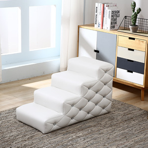 Pet Dog Stairs White 4 <b>Step</b> Anti Slip Cushion For <b>Small</b> To Medium Dogs - Product Image 1