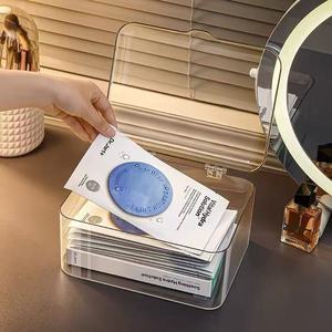 Transparent Acrylic Storage <b>Box</b> With Lid For <b>Makeup</b> And Skincare Products Desktop Organizer For Bedroom Office Dormitory - Product Image 4