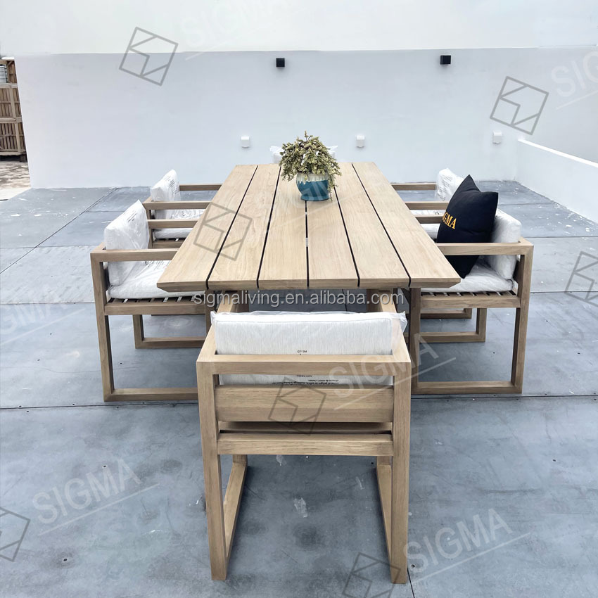 Luxury Teak Wood Frame Patio Outdoor Furniture Garden Sofa Set Hotel Courtyard Outdoor Sofa Teak Sofas