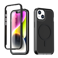 Étui de téléphone magnétique robuste 2 en 1 pour iPhone 13 et iPhone 14, coque de protection robuste avec anneau magnétique intégré