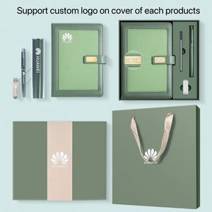 Wholesale Promotional Luxury Notebook <b>Journal</b> for Company Gift Custom Green Diary PU Leather Notepad Corporate Gift Set With Pen - Product Image 6