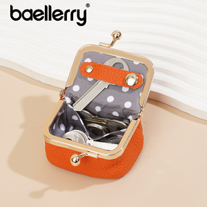 กระเป๋าใส่เหรียญผู้หญิง Baellerry หนังแท้ขนาดเล็ก ปิดด้วยตัวล็อค สีพื้น ใช้ได้ทุกวัน - Product Image 2