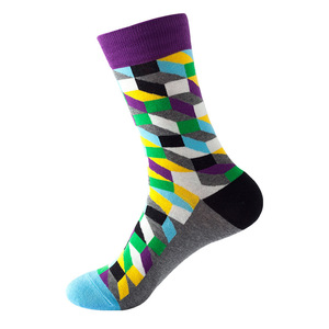 <span class=keywords><strong>Calcetines</strong></span> de Algodón 200N con Diseño Geométrico de Rombo en 3D, <span class=keywords><strong>Calcetines</strong></span> a Cuadros Coloridos para <span class=keywords><strong>Hombre</strong></span>, Estilo Casual de Negocios, Regalo de Moda - Product Image 4