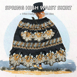 Jupe mi-longue décontractée en maille tissée à taille naturelle, respirante et tendance, nouvelle collection printemps 2025 pour femme - Product Image 2