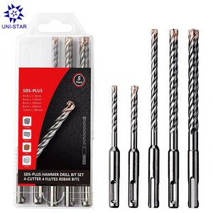 5PC 4-Cutter <strong>Carbide</strong> <strong>Tip</strong> SDS-Plus Hammer <strong>Drill</strong> <strong>Bit</strong> Set for Concrete Masonry <strong>Brick</strong> Block Cement Walls Stone - Product Image 1