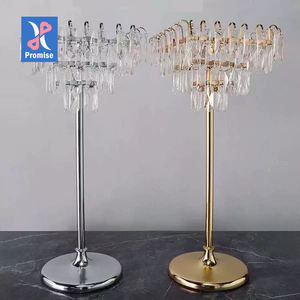 सोने और चांदी के राउंड बेस क्रिस्टल वाटर ड्रॉप टासल सजावट शादी के फूल स्टैंड रोड गाइड - Product Image 1