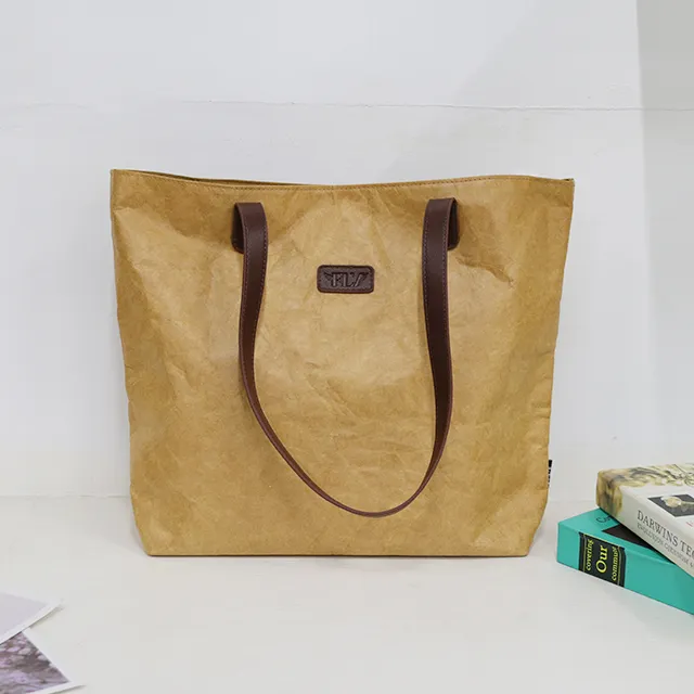 लोगो के साथ कस्टम ब्लैंक बड़ा वाटरप्रूफ ड्यूपॉन्ट ब्राउन पेपर शॉपिंग पुन: प्रयोज्य टाइवेक टोट बैग