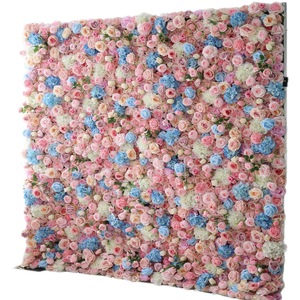 Colorful Silk Flower Wall <b>Backdrop</b> <b>With</b> <b>Stand</b>, Modern Floral Design For Wedding And Event - Product Image 1
