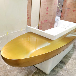 Mostrador de Recepción de Fibra de Vidrio, Ovalado, Contemporáneo, Brillante, Muebles Comerciales para Edificios de Oficinas - Product Image 3