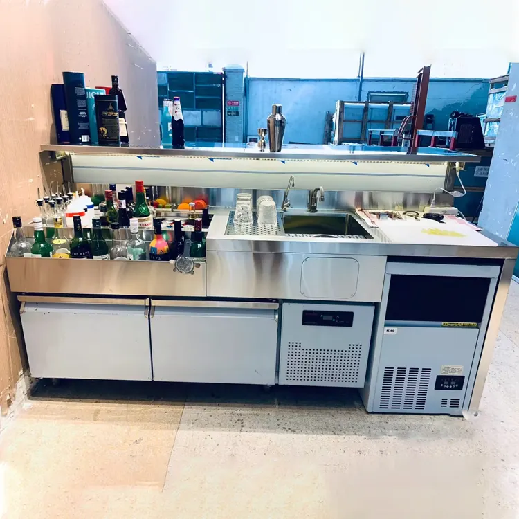 Мобильная рабочая станция для коктейлей, баров, коктейльный стол из нержавеющей стали, мобильная барная стойка, холодильник, Коктейльная станция