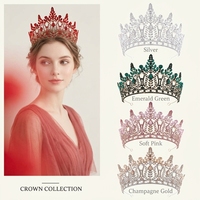 Couronne de mariée artisanale en pierres colorées, diadème de mariage en alliage européen et américain incrusté de strass, vente en gros transfrontalière