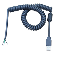 كابل usb من a إلى c مخصص أسود من النحاس النقي بو كابل نابض