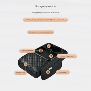 Caja de reposabrazos <span class=keywords><strong>interior</strong></span> multifunción para coche con carga inalámbrica organizador de portavasos de almacenamiento para teléfono - Product Image 4
