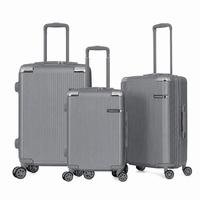Ensemble de bagages rigides personnalisés en gros, 3 pièces (20, 24, 28 pouces), avec protection d'angle or rose et design crème, valise de voyage à roulettes OEM