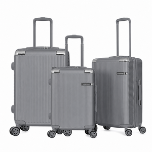 Ensemble de bagages rigides personnalisés en gros, 3 pièces (20, 24, 28 pouces), avec protection d'angle or rose et design crème, valise de voyage à roulettes OEM - Product Image 2
