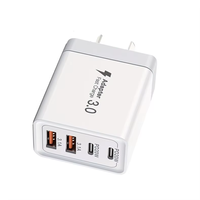 Pengisi Daya USB 55W Adaptor Super Charge US EU UK AU PD 20W+QC 4 Port Pengisian Daya untuk IPhone/Samsung/Huawei/Oppo/Vivo/Xiaomi
