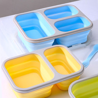 Boîtes à lunch pliantes en silicone pliables Conteneur de stockage des aliments en silicone en gros Vente chaude 350ml 500ml 800ml 1200ml 1600ml