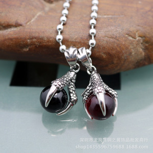 Colgante de garra de dragón de acero inoxidable yunnique con piedra preciosa negra, regalo de joyería temática para hombre - Product Image 2