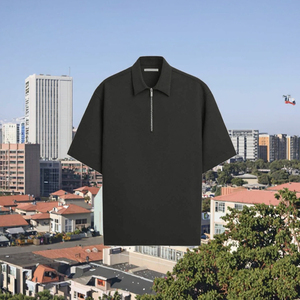 Camisa con Cierre de Cremallera, Mezcla de Algodón Tejido Premium, Estampado con Logotipo Personalizado, Corte Casual para Hombre, Uso Diario - Product Image 2