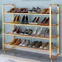 Meuble de rangement de chaussures en métal à 4 niveaux personnalisé en usine Sapateira Porte-chaussures design moderne Support de chaussures portable