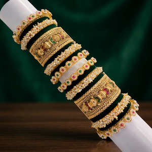 PADMAWATI BANGLES PRIVATE LIMITED Luxury Tungsten Gold Plated Multi Color Indian Traditional Women's Bangles Set Wedding Party - Product Image 2