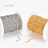KAVNAR Vente en gros Chaîne Singapourienne en Acier Inoxydable Plaqué Or 18K à Maillons Torsadés Fins, Composants de Bijoux DIY pour Colliers