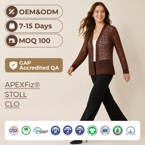 Cardigan da donna personalizzato <span class=keywords><strong>in</strong></span> maglia traforata marrone con <span class=keywords><strong>pizzo</strong></span> trasparente e motivo floreale, lavorato all'uncinetto, leggero, estivo, tipo shrug - Product Image 1