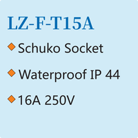 Prise de courant LZ-F-T15A 16A 250V, norme allemande, avec couvercle étanche IP44, usage industriel, 2 prises Schuko, contact en laiton, boîtier en nylon