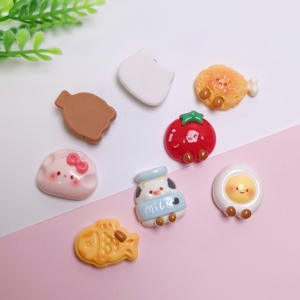 New Creative 100Pcs Mini Dessert Resin Charms Flatback Food Cabochon Beer Duck Chicken Cookies Milk Egg <strong>Craft</strong> for Jewelry Making - Product Image 3