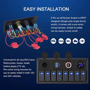 8 Gang Marine Boat Rocker Kippschalter feld mit Motorstart-Druckknopf schalter - Product Image 5