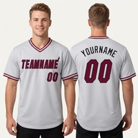 Kaos Baseball Lengan Pendek Kualitas Custom OEM Sublimasi Polos Tanpa Kancing untuk Pria