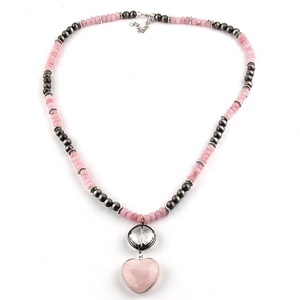 Joyería personalizada de moda, collar de cuentas de perlas de vidrio de cristal, colgante rectangular de piedras preciosas de howlita blanca - Product Image 2