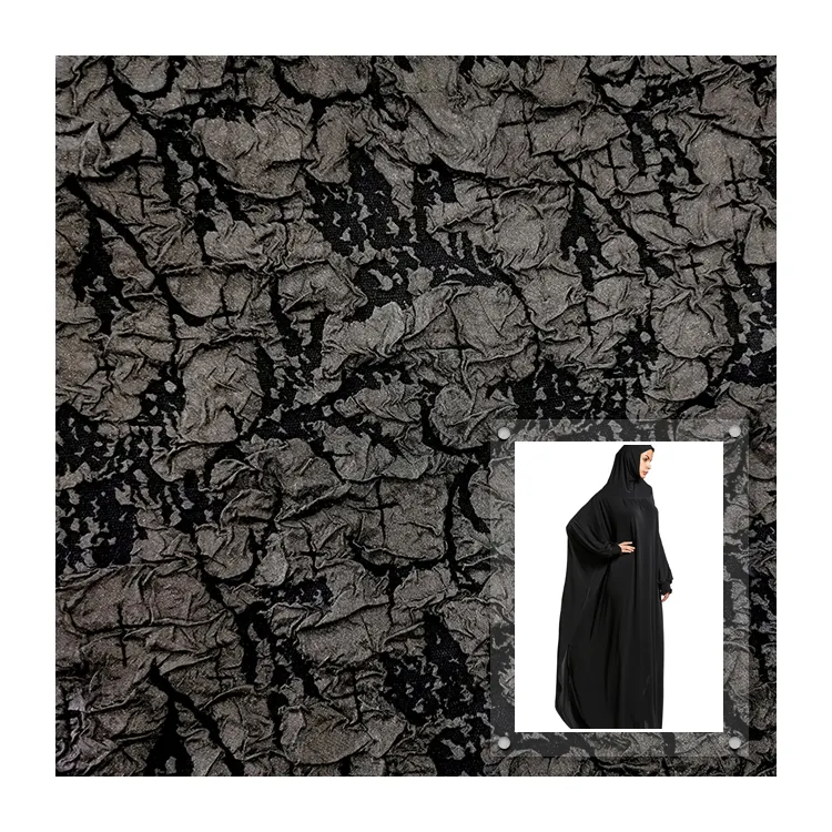 Tessuto modellato nero di fursan abaya del jacquard per il tessuto coreano 100% del poliestere di abaya per il musulmano di abaya