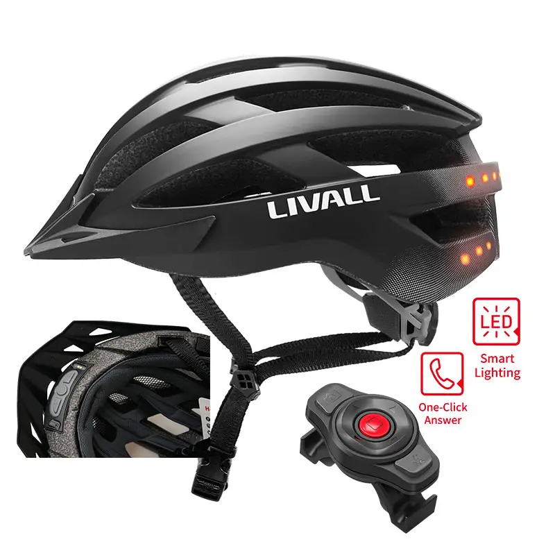 Helm Speaker Bluetooth Helm Cocok untuk Sepeda Jalan Aman Luar Ruangan Lampu Rem Pintar Helm Bersepeda dengan Lampu Led