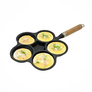 Panela De Ferro Fundido De Cozinha Fry Pan 5 Buracos Panqueca De Ovo