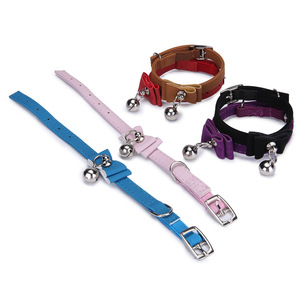 Pet Bow <b>Bell</b> Collars Adjustable For Cats <b>Small</b> Size Monochrome Style Red Brown Blue Colors - Product Image 2