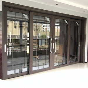 Puerta Corredera Francesa de Doble Acristalamiento, Moderna, Comercial, para Exteriores, de Aleación de Aluminio, Impermeable, con Aislamiento Térmico, Garantía de 5 Años, Color Negro - Product Image 2