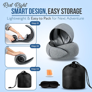<span class=keywords><strong>Oreiller</strong></span> de voyage à capuche pour le soutien du cou, en mousse à mémoire de forme, portable, pliable en forme de U, avec sac de rangement - Product Image 5