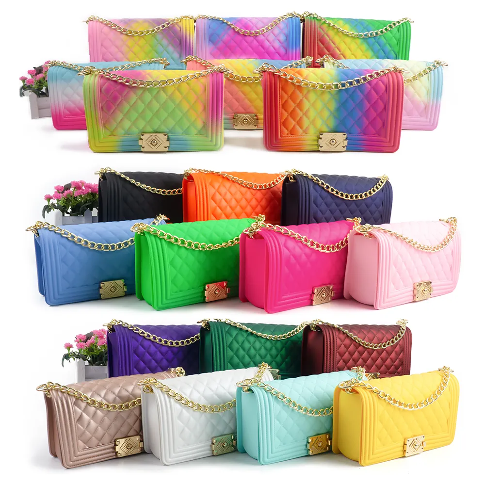 Novo estilo mão sacos mulheres coloridas pvc sacos bolsas ombro designer jelly bolsa jelly sacos
