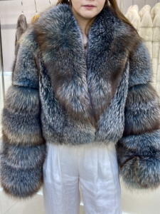 Cappotto <span class=keywords><strong>Corto</strong></span> Personalizzabile di Lusso in Vera Pelliccia di Volpe Naturale Giacca in Pelliccia per Donna - Product Image 4